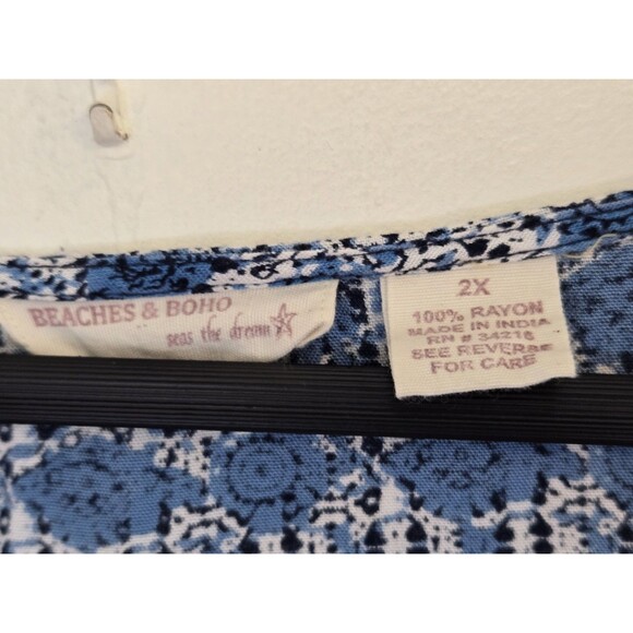 Beaches and Boho Tunic Womens 2X Plus 3/4 Sleeve Boho Floral Artsy Gypsy Indie - Picture 4 of 7